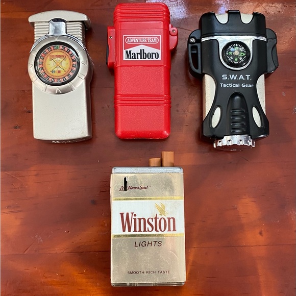 Accents 4x Vintage Lighters Marlboro Winston Swat Las Vegas Gambling